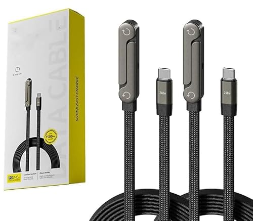 LUSSAKKA 65W Super Fast Charging 2-in-1 Supporting Frame & Charging Cable, Compatible with Type-C Port Smartphones and Other Devices.(Black, USB-C (Type-C)) (USB-Type C)（65W）