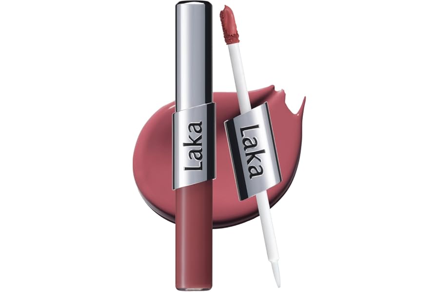 Laka Perfect Twin Lip - Dual-Ended Matte Liquid Lipstick & Clear Gloss | Long Lasting 12 Hour Color, Transfer Proof | High Pi
