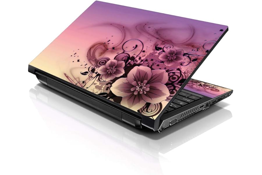 Laptop Skin Shop 15 15.6 inch Laptop Notebook Skin Sticker Cover Art Decal Fits 13.3" 14" 15.6" 16" HP Dell Lenovo Apple Asus Acer Compaq (Free 2 Wrist Pad Included) Pink Flower