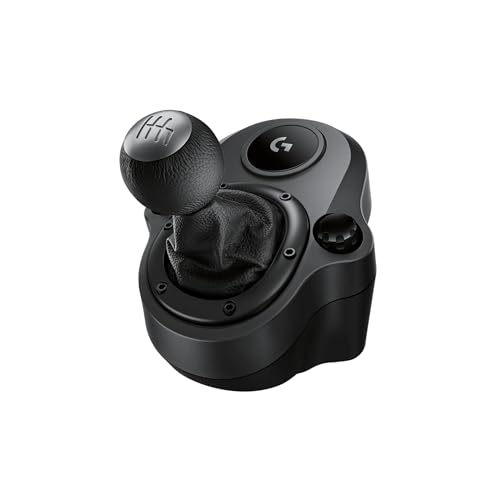 Logitech G Driving Force Palanca de Cambio para Volantes de Carreras G29, G920 y G923, 6 Velocidades, Marcha Atrás a Presion, Acero y Cuero - Negro