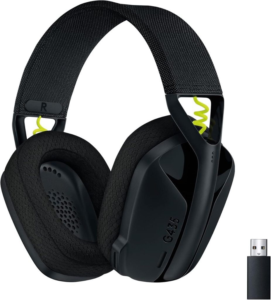 Logitech G G435 LIGHTSPEED, auriculares inalámbricos y Bluetooth para gaming - Auriculares ligeros circumaurales, micrófonos integrados, Dolby Atmos, PC, PS4, PS5,Nintendo Switch/Switch 2, móvil-Negro
