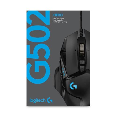 Logitech G G502 HERO Souris Gamer Filaire Haute Performance, Capteur Gaming HERO 25K, 25 600 PPP, RVB, Poids Ajustable, 11 Boutons Programmables, Mémoire Intégrée, PC/Mac - Noir : Logitech