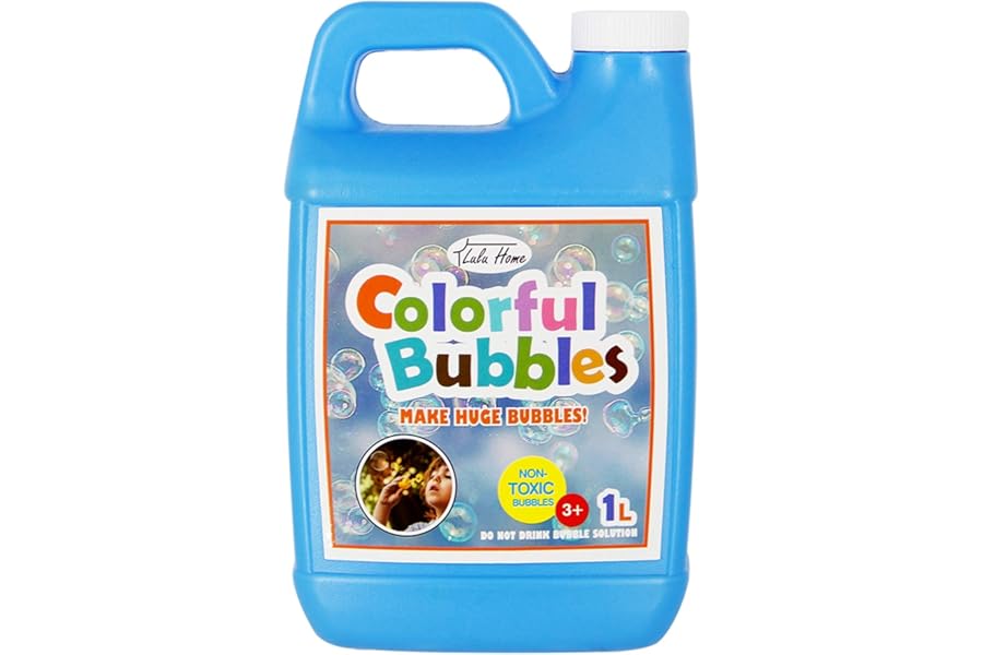 Lulu Home 33.8 OZ/1 L Concentrated Bubble Solution, Refill for Bubble Machines, Giant Wands, and Blowers - Up to 2.5 Gallons for Kids' Birthday Parties