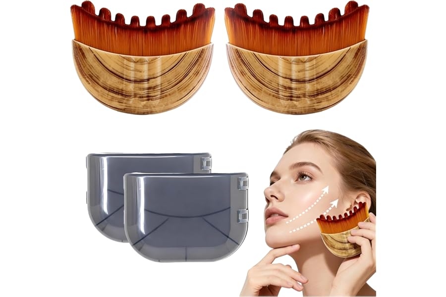 Lymphatic Contour Face Brush(2-PCS),Super Soft Manual Lymphatic Drainage Massager for Sculpting, Relieve Fatigue & Reduce Puffiness, with Portable Case Suitable for Facial Cleansing and Massage