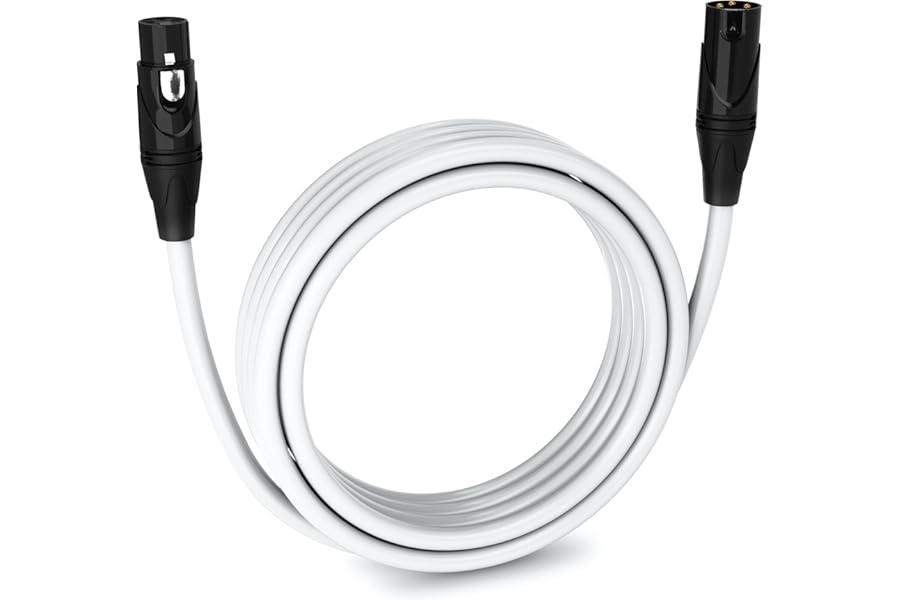 LyxPro 15 Feet XLR Microphone Cable Balanced Male to Female 3 Pin Mic Cord for Powered Speakers Audio Interface Professional Pro Audio Performance and Recording Devices - White