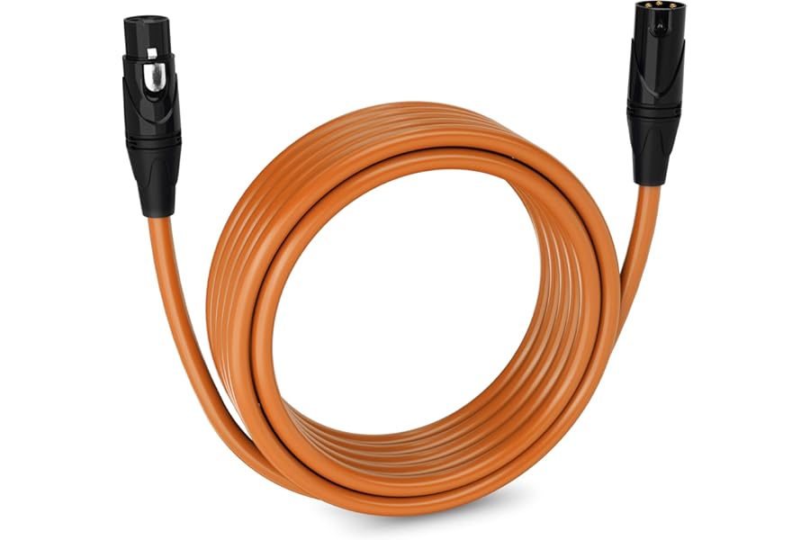 LyxPro 20 Feet XLR Microphone Cable Balanced Male to Female 3 Pin Mic Cord for Powered Speakers Audio Interface Professional Pro Audio Performance and Recording Devices - Orange