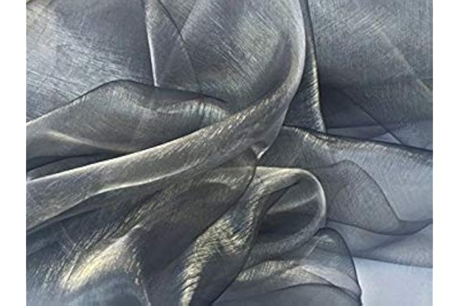 MDS® Pack of 10 Yard Sheer Organza Fabric for Wedding Party Home Event Banquet Decorations, Backdrop Curtain Craft Dress Sewing Fashion DIY Crystal Organza Tulle Fabric Bolt 44” Wide - Silver Gray