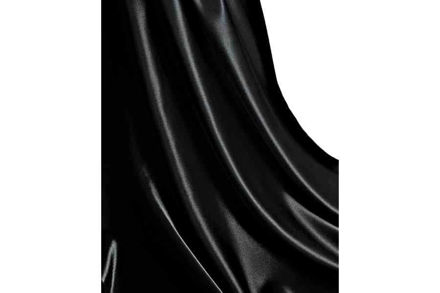 MDS Satin Fabric 2 Yards, 44" Wide, Silky Smooth Charmeuse Sateen Cloth for Wedding Arch Drapery Panel Backdrop Party Event Banquet Home Decoration Curtain Crafts DIY Sewing Costume - Black