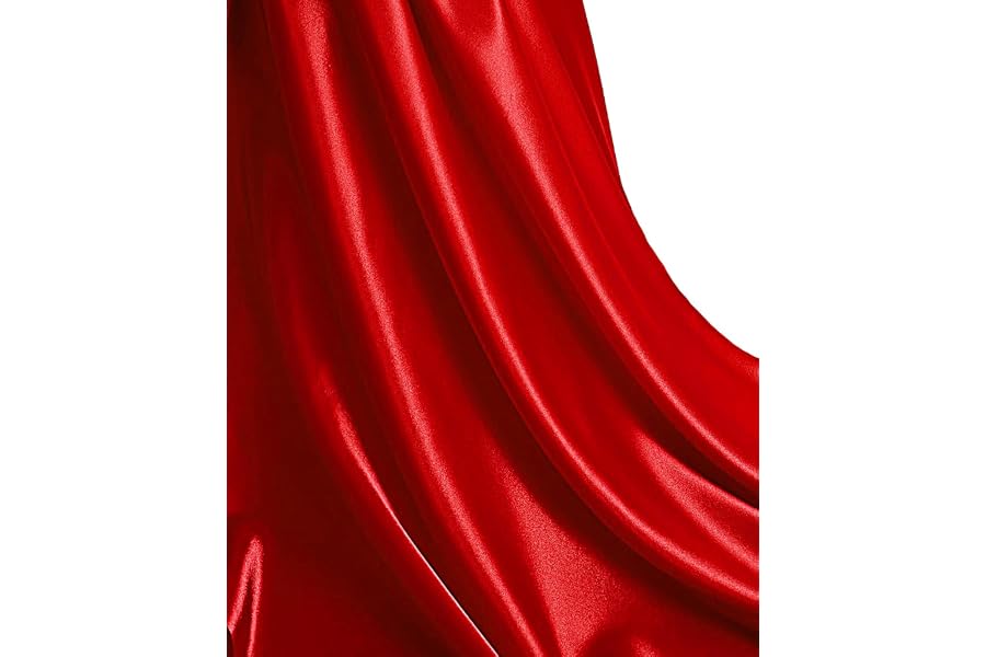 MDS Satin Fabric 2 Yards, 44" Wide, Silky Smooth Charmeuse Sateen Cloth for Wedding Arch Drapery Panel Backdrop Party Event Banquet Home Decoration Curtain Crafts DIY Sewing Costume - Red