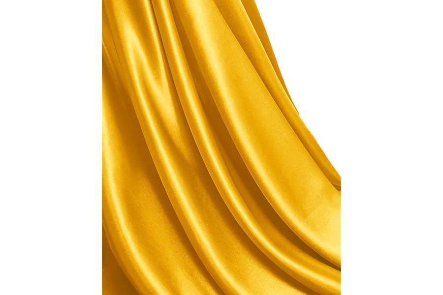 MDS Satin Fabric 5 Yards, 44" Wide, Silky Smooth Charmeuse Sateen Cloth for Wedding Arch Drapery Panel Backdrop Party Event Banquet Home Decoration Curtain Crafts DIY Sewing Costume - Yellow Gold
