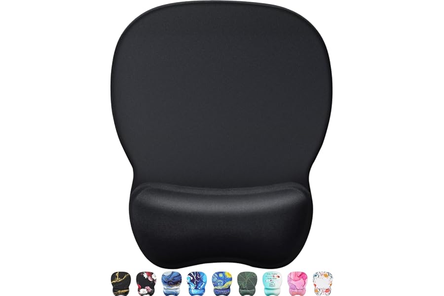 MROCO Ergonomic Mouse Pad with Gel Wrist Rest, Smooth Wrist Support Surface, Non-Slip PU Base for Pain Relief, Comfortable Mousepad for Computer, Laptop, Office & Home, 9.4 x 8.1 in, Black