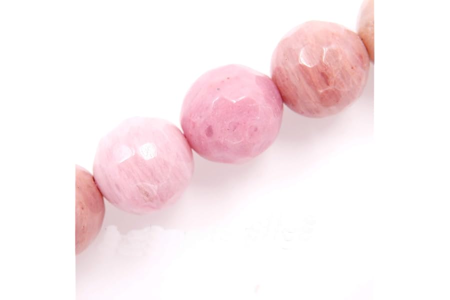 Malahill Faceted Gemstone Beads for Jewelry Making, Sold per Bag 5 Strands Inside (Rhodonite, 8mm)