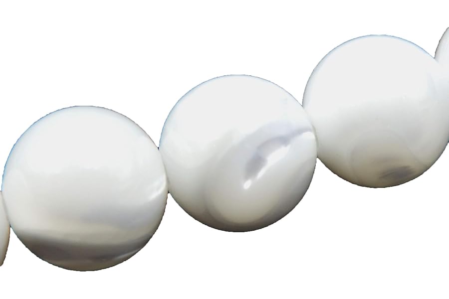 Malahill Gemstone Beads for Jewelry Making, Sold per Bag 5 Strands Inside, White Trumpet Shell Beads 6mm