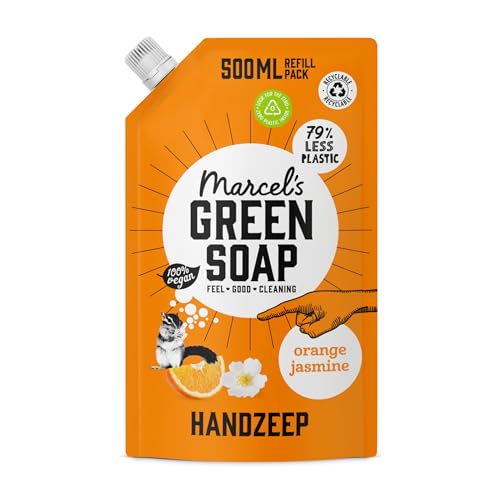 Marcel's Green Soap - Handzeep Navulling Sinaasappel & Jasmijn - Refill - Navulverpakking - Microplastic-vrije formule - Vegan - Verpakking recyclebaar - 500ml