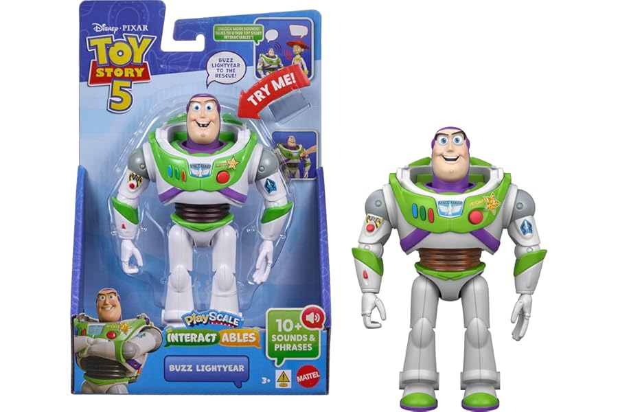 Mattel Disney and Pixar Toy Story 5 Interactables Figure, Buzz Lightyear 7 Inch Playscale, Movie Phrases & Converses with Other Characters in Line