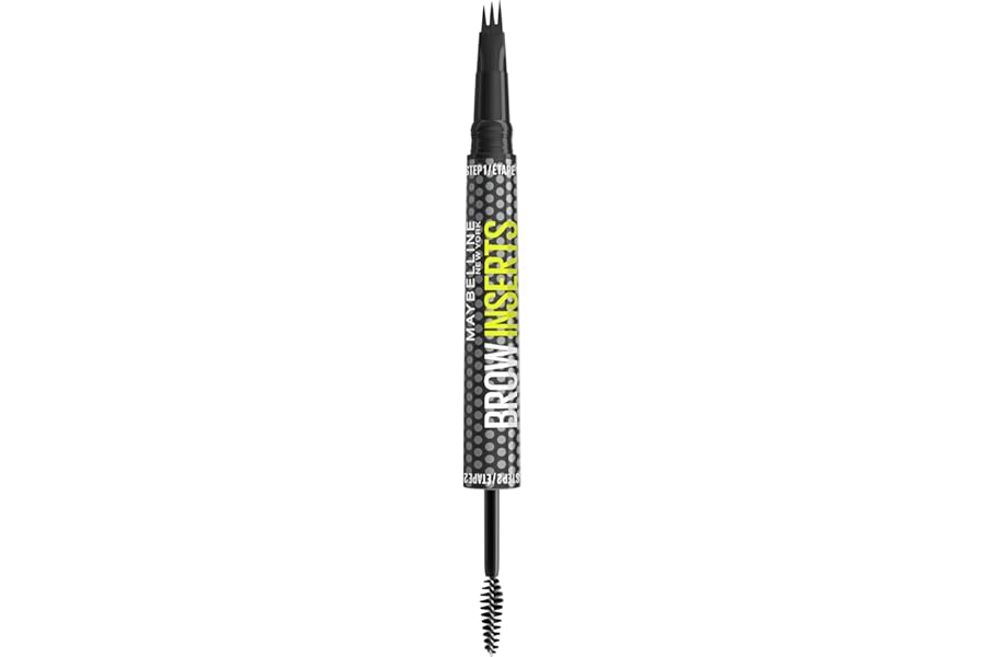 Maybelline Brow Inserts Eyebrow Pen, Micro Needle Shaped 2-In-1 Dual-Ended Brow Makeup Pen and Gel, Water-Resistant, Smudge Proof for Up to 36-HR Wear, Medium Brown