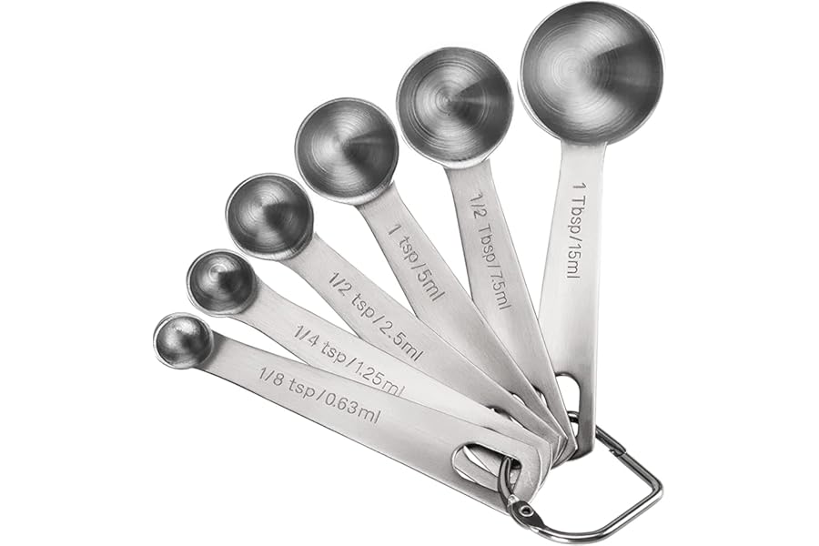 Measuring Spoons, Premium Heavy Duty Stainless Steel Measuring Spoons Cups Set, Small Tablespoon with Metric and US Measurements, Set of 6 for Measuring Dry and Liquid Ingredients