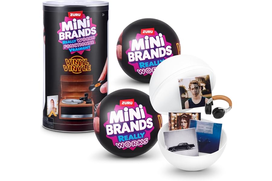 Mini Brands Really Works Vinyl Capsule Series 1 (2 Pack) by ZURU – 8 Playable Mini Vinyl Records & 2 Accessory, Blind Capsule