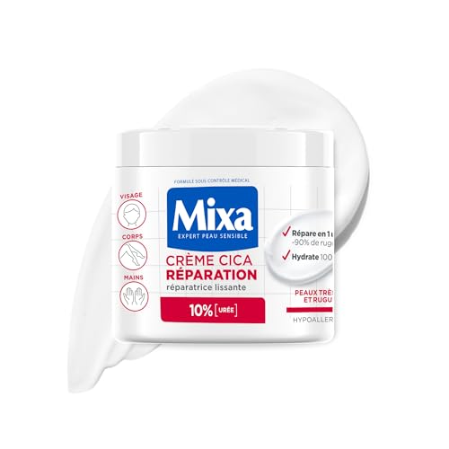 Mixa - Crème Cica Réparation - Réparation Effet Longue Durée - Peaux Très Sèches et Rugueuses - Visage, Corps, Mains - Hypoallergénique - 400ml