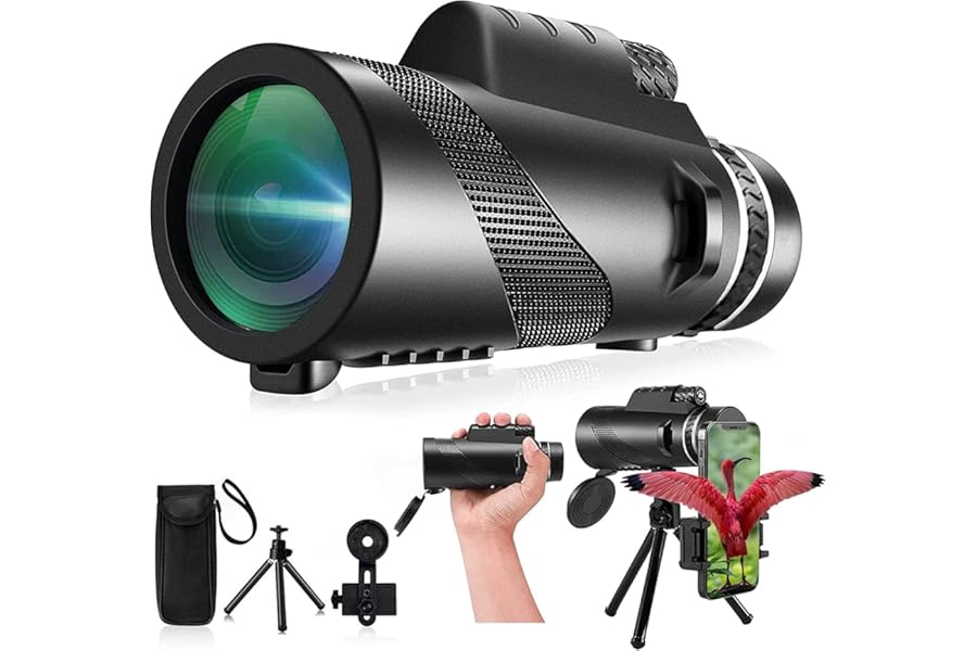 Monocular-Telescope 80x100 High Powered Monoculars High Definition for Adults High Powered with Smartphone Adapter Telescope Hunting Wildlife Bird Watching Travel Camping Hiking-Black