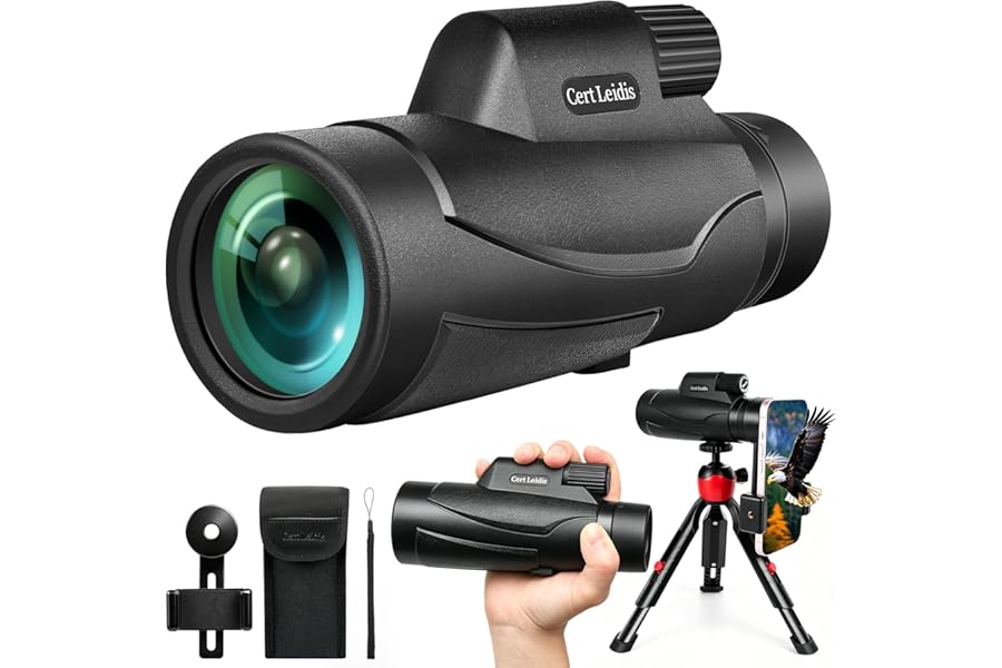 Monocular Telescope 8x42 HD for Adults with Tripod & Phone Adapter, BAK-4 Prism & FMC Lens Waterproof Compact for Bird Watching Stargazing Camping Hiking Hunting Wildlife Travel