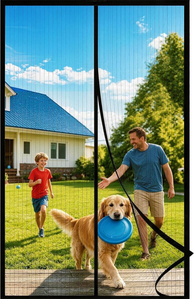 Mosquitera Puerta Magnetica 90x200CM, Cortinas Antimoscas Puerta Exterior con Iman, Cortina Contra Mosquitos con Imanes, Cortinas Antimosquitos para Puertas Exteriores, Fly Curtains for Door(Negro)