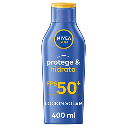 NIVEA SUN Protege & Hidrata - Leche Solar FP50+ - Protector Solar Corporal - Protección UVA/UVB - Loción Resistente al Agua - Hidratación 48h - Con Pantenol y Glicerina - Todo Tipo de Piel - 400 ml