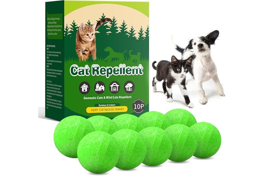NOAXWZG 10 Pack Cat Repellent Outdoor, Natural Peppermint Oil Cat Deterrent Outdoor and Indoor, Keep Cats Out of Yard Permanently, Protect Your Yard and Furniture (Green)