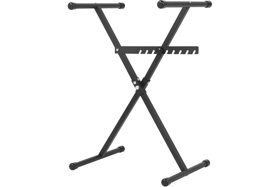 NigWarm Keyboard Stand, Single X Style Adjustable Piano Keyboard Stand with Locking Straps, Sturdy Portable Black Keyboard Stand for Home Studio and Stage Performance