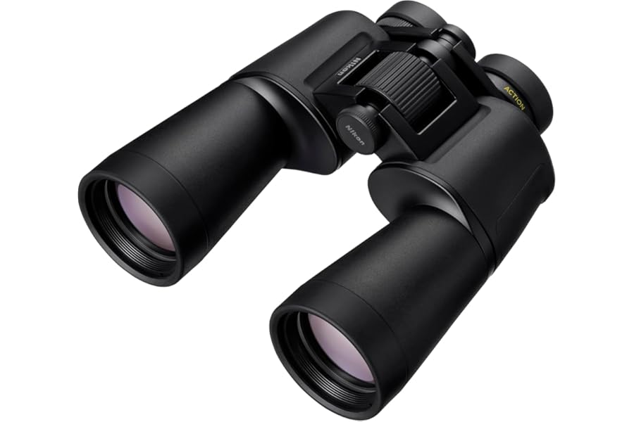 Nikon Action 12x50 Binocular | Multilayer-Coated Nikon Optics, high-Power 12x Magnification, Bright 50mm Objective Lenses, Turn-and-Slide Adjustable eyecups and Tripod-Ready Porro-Prism Design