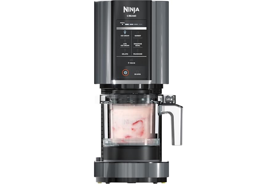 Ninja CREAMi Ice Cream Maker | 7-in-1 - IceCream, Gelato, Sorbet, Milkshakes, Mix-ins, Smoothie Bowls & More | Includes (1) Dishwasher Safe 16 oz. Pint with storage lid | Black | NC299AMZ