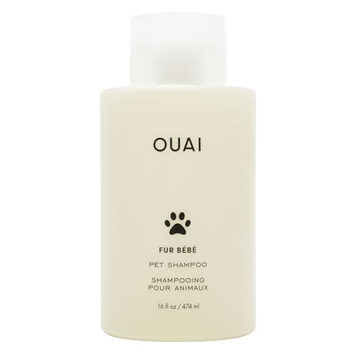 OUAI Fur Bébé Pet Shampoo - Cat & Dog Shampoo for Gentle Cleansing, Hydration & Shine - Vegan & Cruelty-Free Pet Supplies with Aloe Vera & Panthenol - Mercer Street Scent (16 Fl oz)
