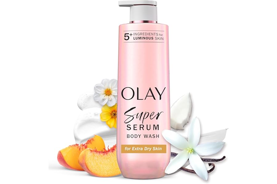 Olay Super Serum Body Wash for Extra Dry Skin, 24hr Long Lasting Rich Hydration, 5+ Ingredient Complex for Bright, Even, Firm
