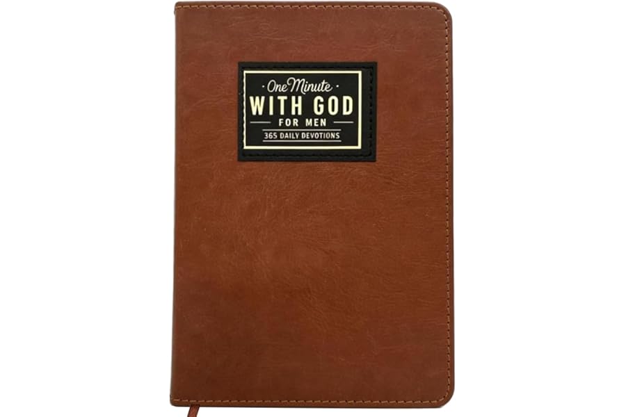 One Minute with God for Men - Daily Devotional and Prayer Journal, 365 Days of Bible Prayer Tracking Diary Brown Leather Cover