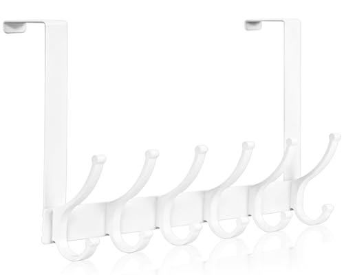 Optish Over The Door Hooks, Door Hanger Hooks for Hanging, Over The Doors Towel Racks for Bathroom, Coat Rack Dorm Essentials (1Pack, White, Fit 1-3/4" Doors)