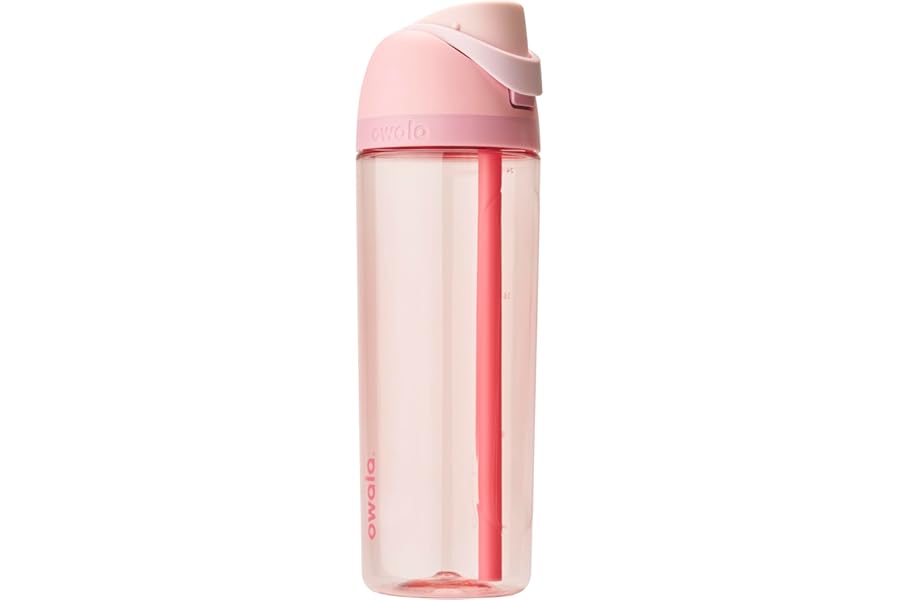 Owala FreeSip Clear Tritan Plastic Water Bottle with Straw, BPA-Free Sports Water Bottle, Great for Travel, 25 Oz, Rose Quartz