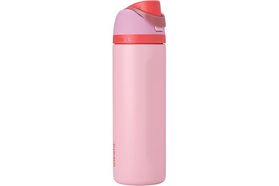 Owala FreeSip Insulated Stainless Steel Water Bottle with Straw for Sports and Travel, BPA-Free Sports Water Bottle, 24 oz, Pink, Angel Food Cake