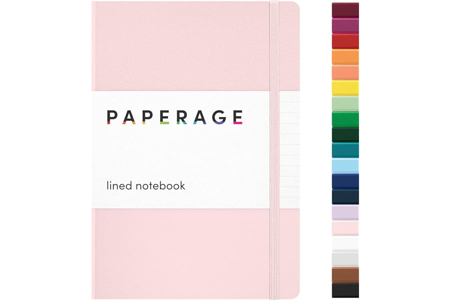 PAPERAGE Lined Journal Notebook, Hardcover Journal for Women & Men, 160 Pages, (5.6 in x 8 in), College Ruled Journaling Notebook for Work, School Supplies & Note Taking, (Blush)