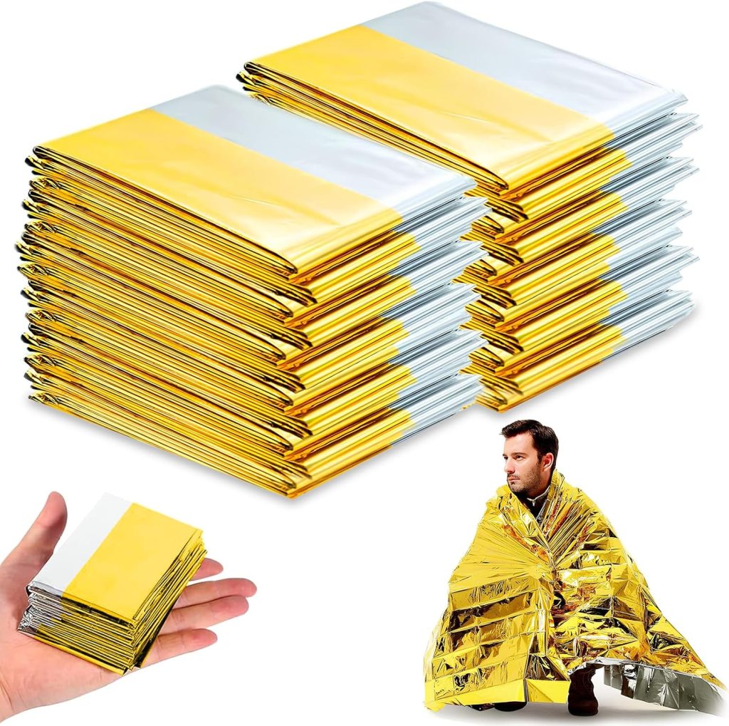 PQETBV 10 Pièces Couvertures Thermique Isolant d'urgence (210x160cm) - Premiers Secours, Camping, Randonnée, Voiture - Couverture d'urgence pour l'extérieur