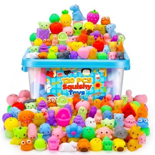 PSBPSB 120 Pcs Squishy Fidget Toys,Soft Stress Relief, Party Favors, Classroom Prizes