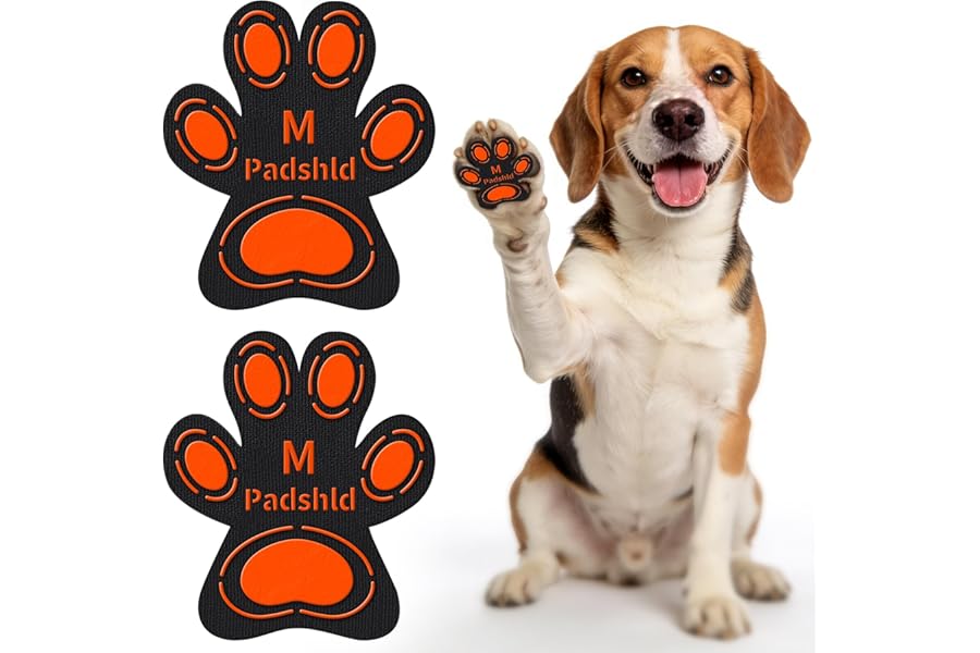 Padshld Anti Slip Dog Paw Pads for Senior Dogs - Paw Grips for Hardwood Floors, Enhanced Balance Traction Pads, Breathable Pet Paw Stickers Protectors for Dogs 7 Sets (28 Pcs) M