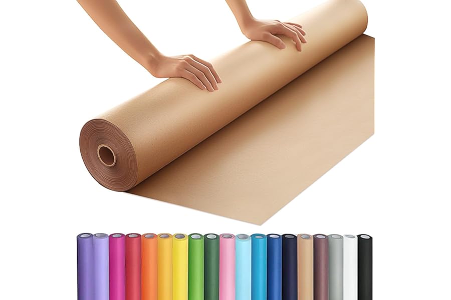 PerkHomy 36" x 2,400" (200') Brown Kraft Paper Roll for Craft Bulletin Board Paper Art Table Covering Crafting Gift Wrapping