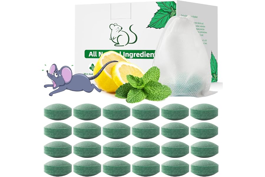 Pest Rodent Repellent, 24 Pack Peppermint Oil Repellent for Mouse Rats Spider Roach Ant Squirrel Pest Control Indoor & Outdoo