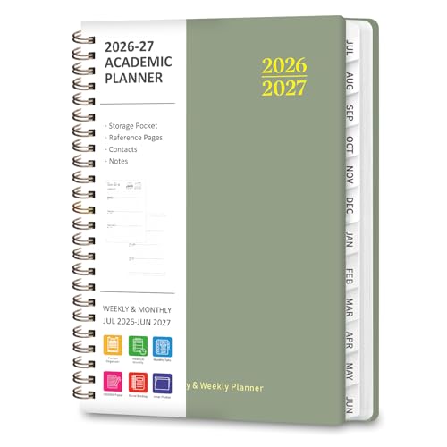 Planner 2026-2027, Academic Weekly and Monthly Calendar Planner, July 2026 - June 2027, Hardcover Planning Agenda Book for Desk Accessories and School Supplies - A5 Size (6.3'' x 8.5'')