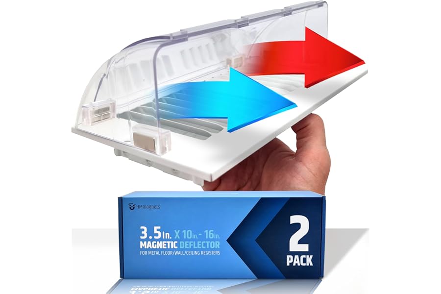 Powerful Magnetic Vent Air & Heat Deflector (2 Pack - New Version) for Ceiling, Floor and Wall - Will Never Fall Off - Adjustable from 9.2” to 16” - Super Strong Neodymium Magnets Upgraded Design