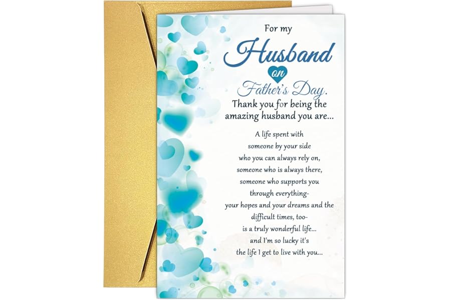 RPJIEKINXU Happy Fathers Day To My Husband, Romantic Fathers Day Card for Husband Hubby, Heartfelt Father's Day Card from Wife, Sentimental Love Message Card on Father’s Day