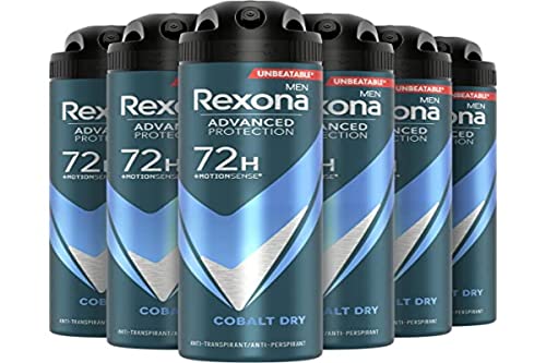 Rexona Men Advanced Protection Cobalt Dry Anti-Transpirant Spray, biedt tot 72 uur lang bescherming tegen zweet en lichaamsgeur - 6 x 150 ml - Voordeelverpakking