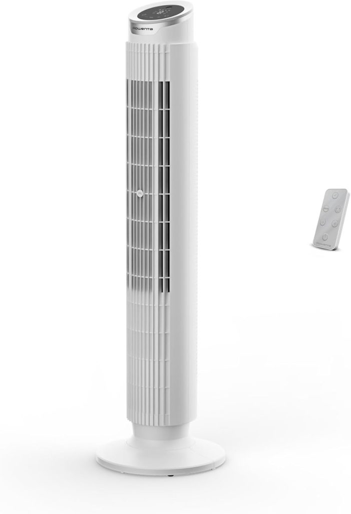 Rowenta Eole Silence Force Ventilateur Colonne, 1900 m³/h, Jusqu'à 10 m/s, Silencieux 22 dB(A), Moteur Effitech, 8 Vitesses, 4 Modes, Oscillation 90°, Télécommande, VU7025F0