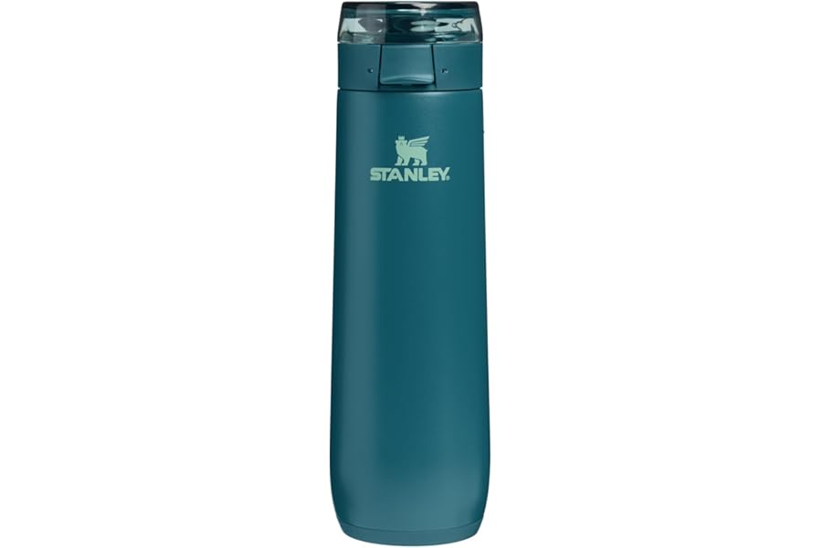 STANLEY Flowstate Spring Bottle | Leakproof Water Bottle with Carry Strap & Flip-Top Locking Lid | Insulated Stainless Steel | Fits Most Cup Holders | BPA-Free | 20 oz | Coastal Teal