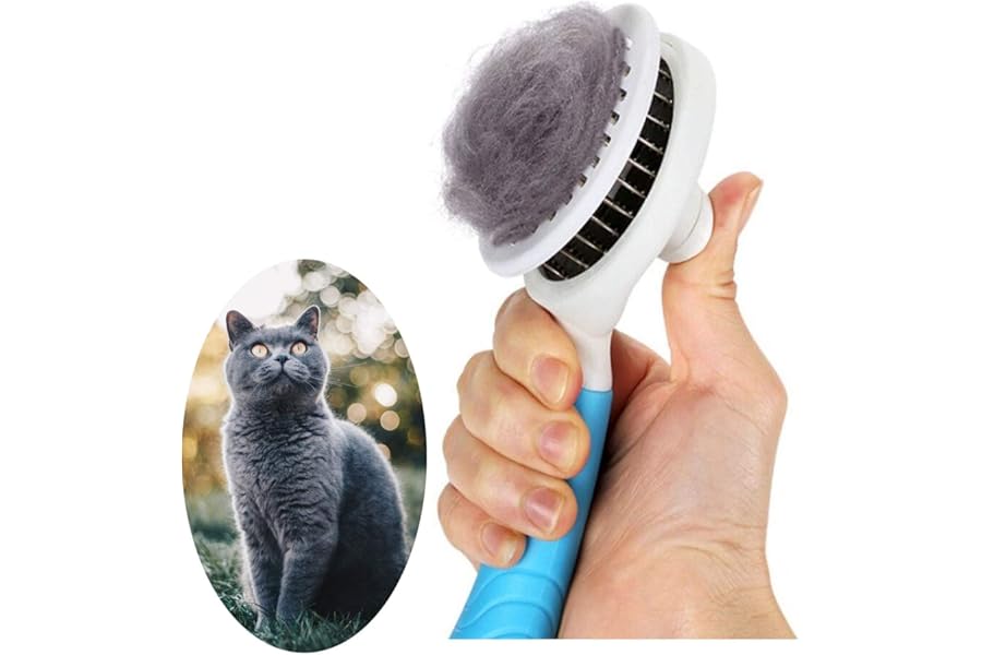 Self Cleaning Slicker Brush - Cat Brush Skin-Friendly Deshedding Grooming Massaging Tool for Long & Short Haired Pets, Cat Ha